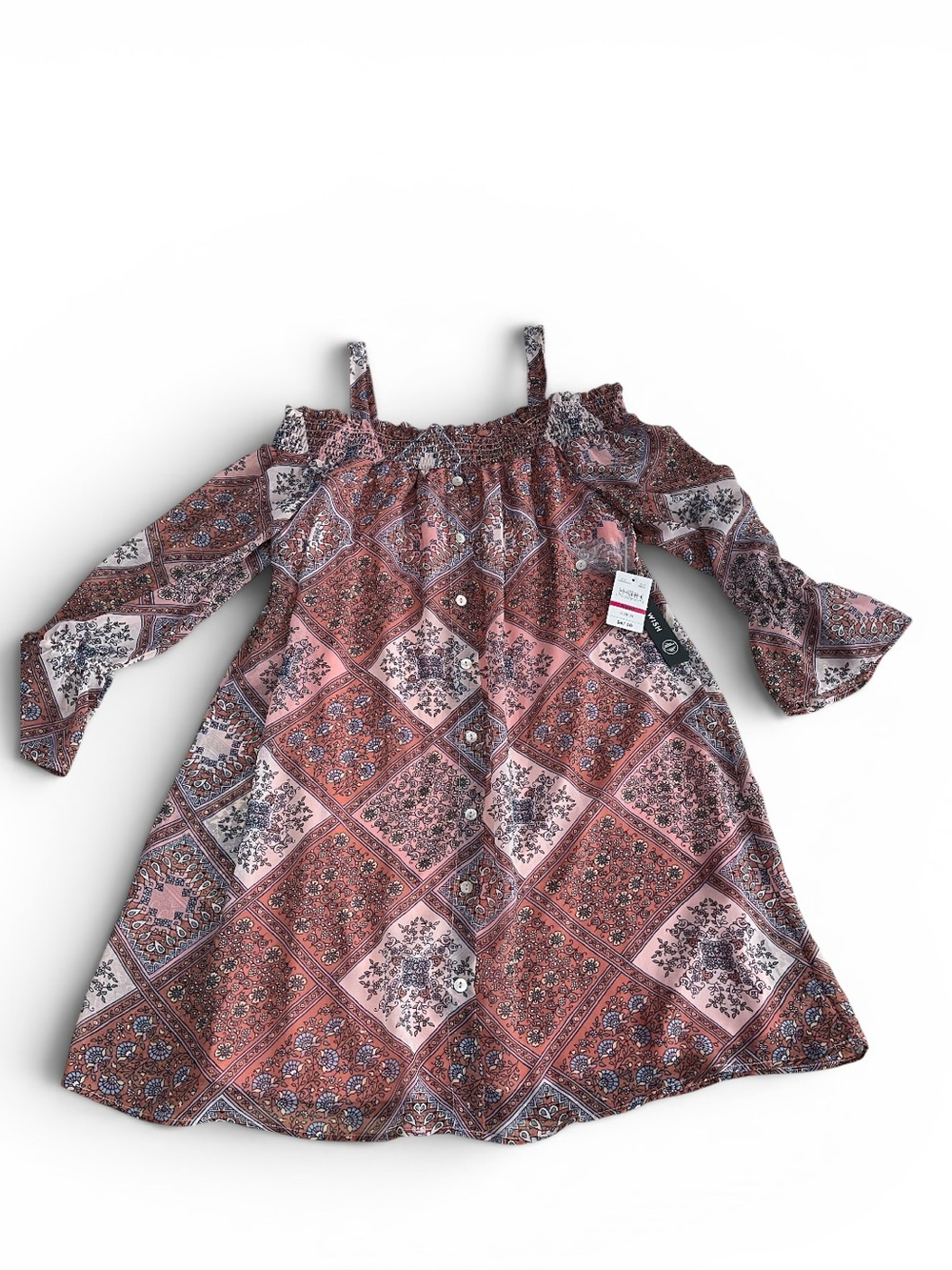 As U Wish Cold Shoulder long Sleeve Dress floral print medium